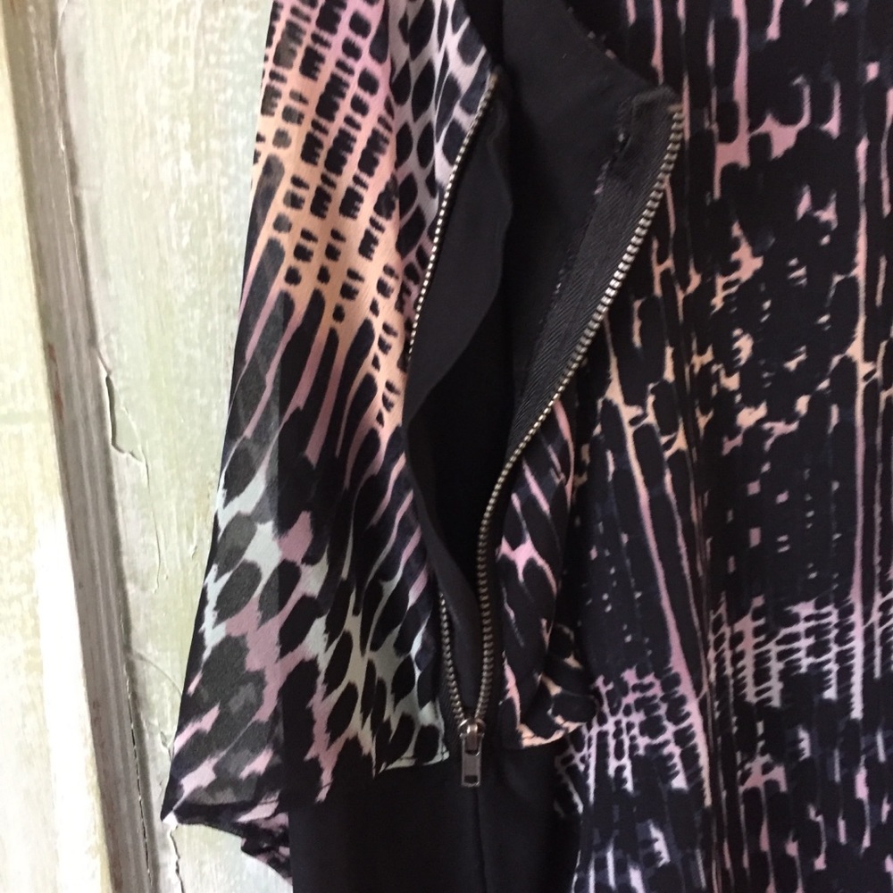 Silence & Noise Black Print A Symmetrical Dress L - image 3